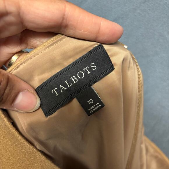 Talbots Skirt Tan Wool Blend Lined Zip Up Zipper Straight Pencil Preppy Office - Picture 3 of 13